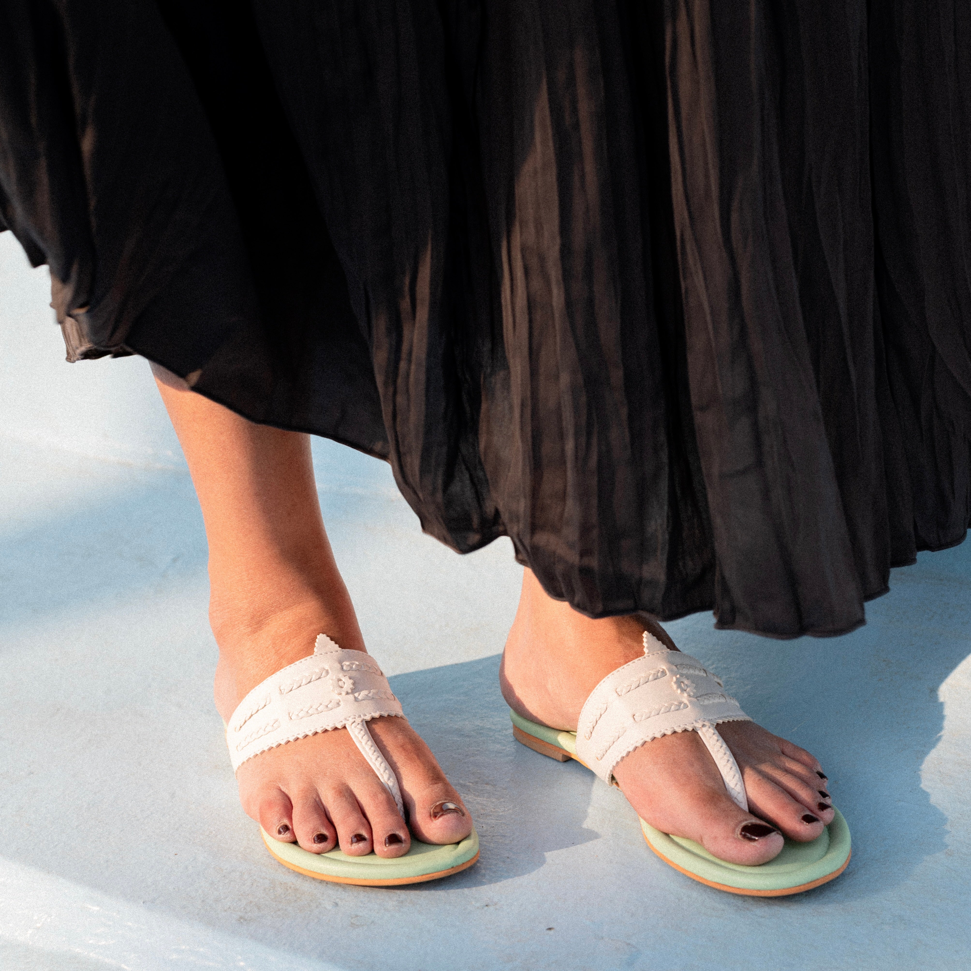 Aanvi Green And White Flats