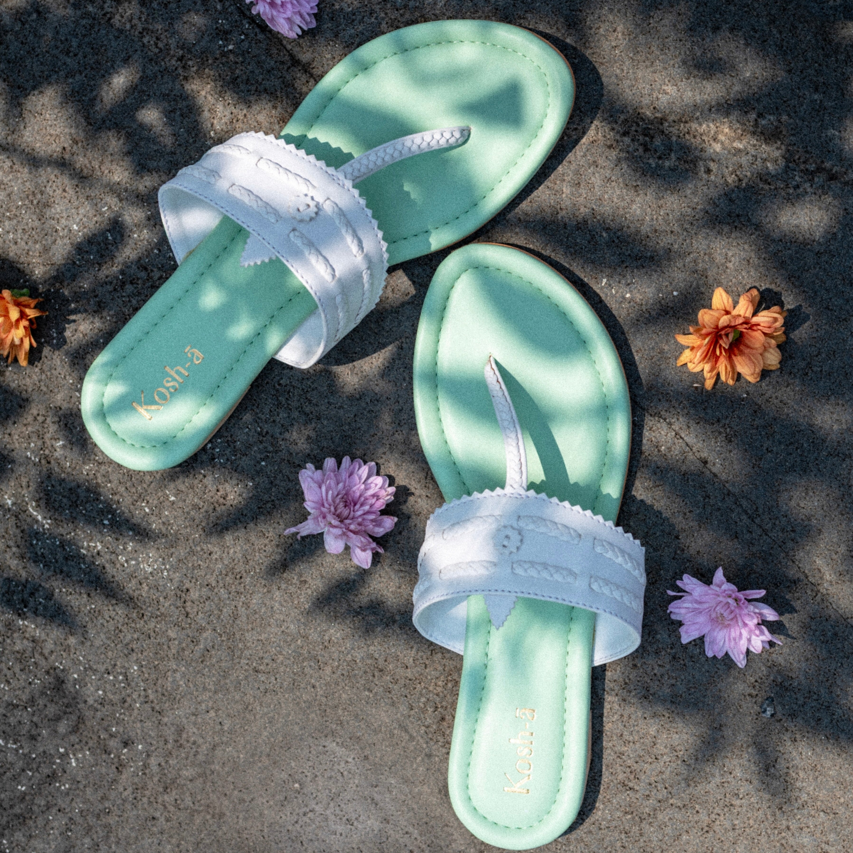 Aanvi Green And White Flats