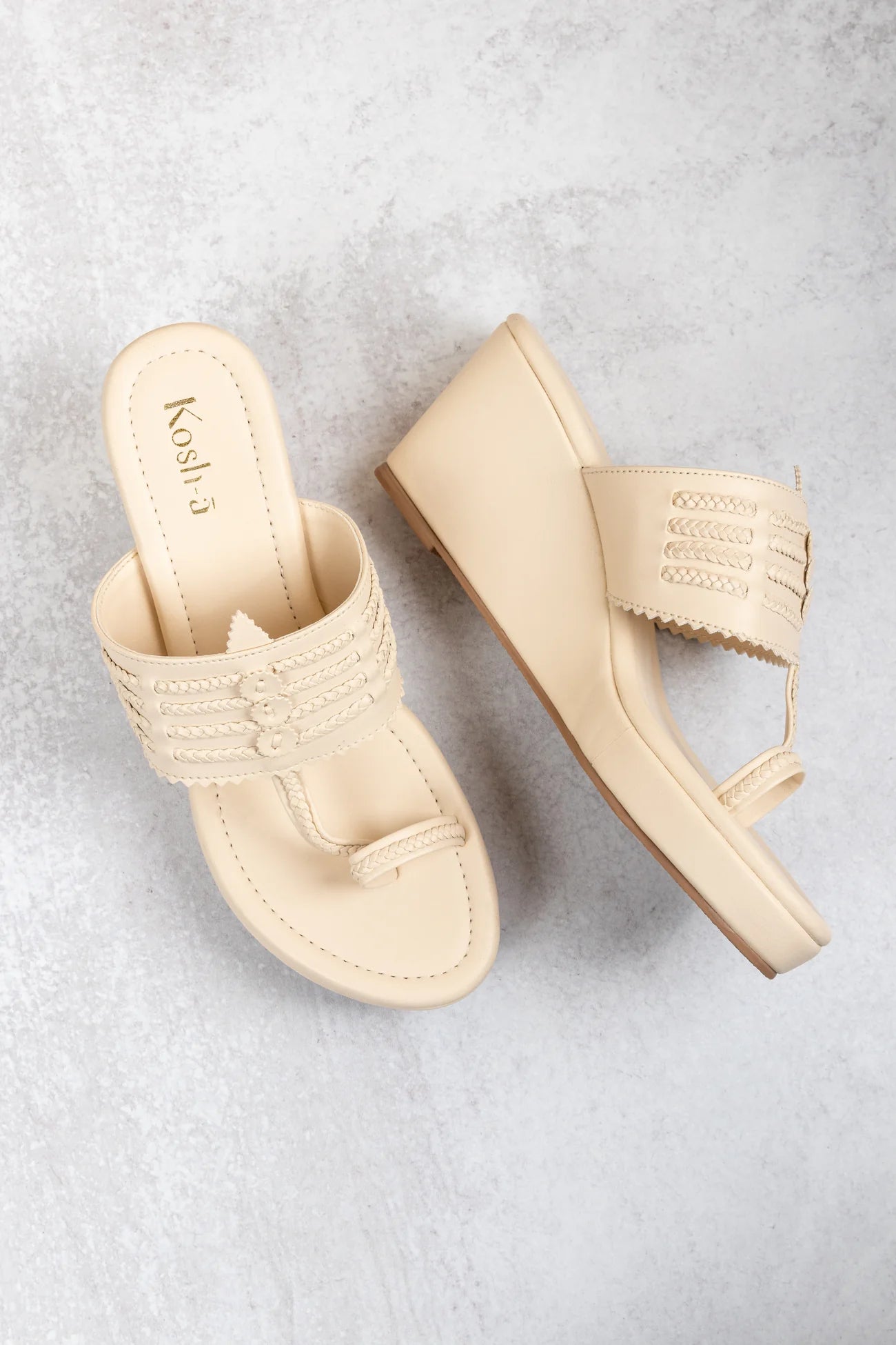 Cream Wedge Sandals For Women
