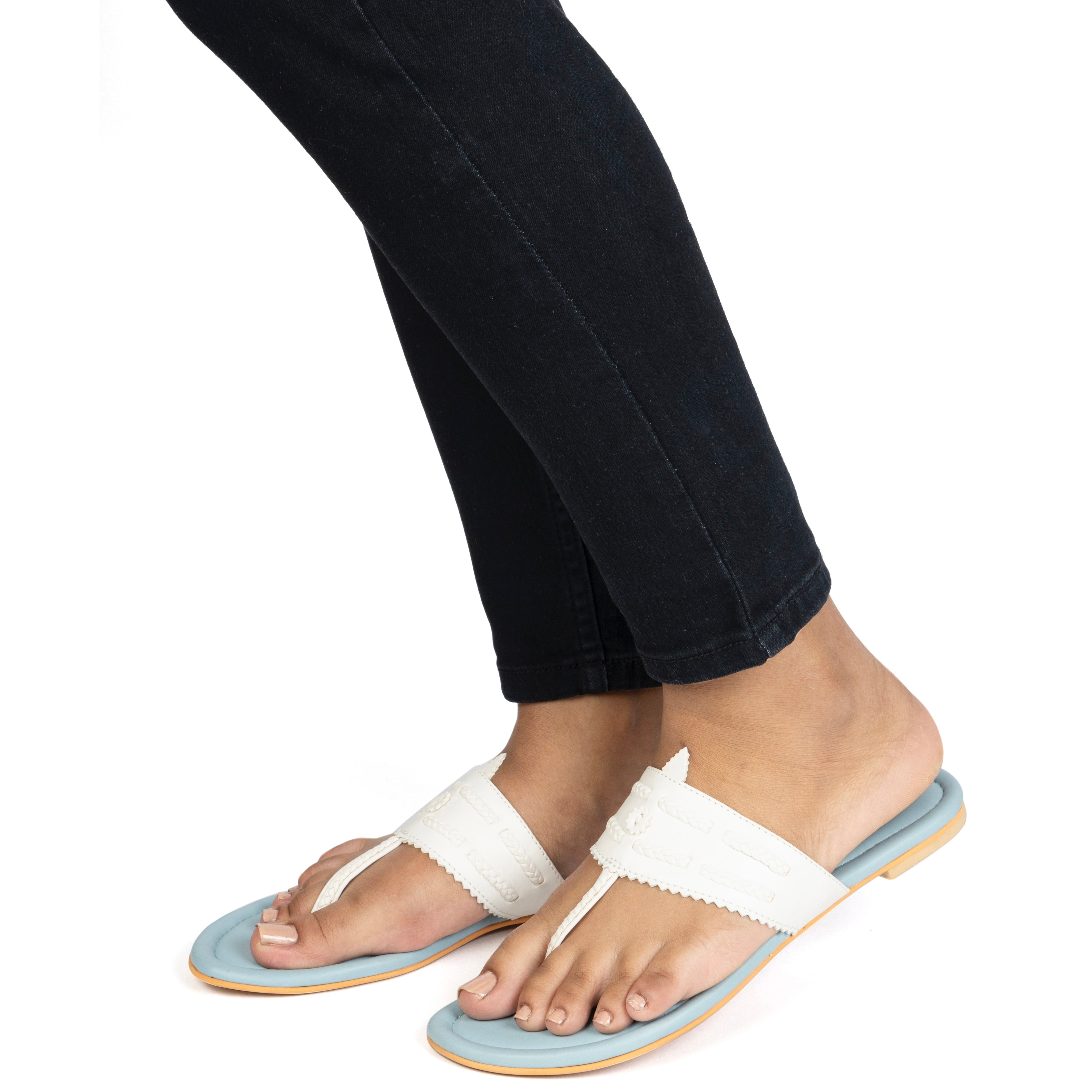 Kaveri Light Blue & White Flats