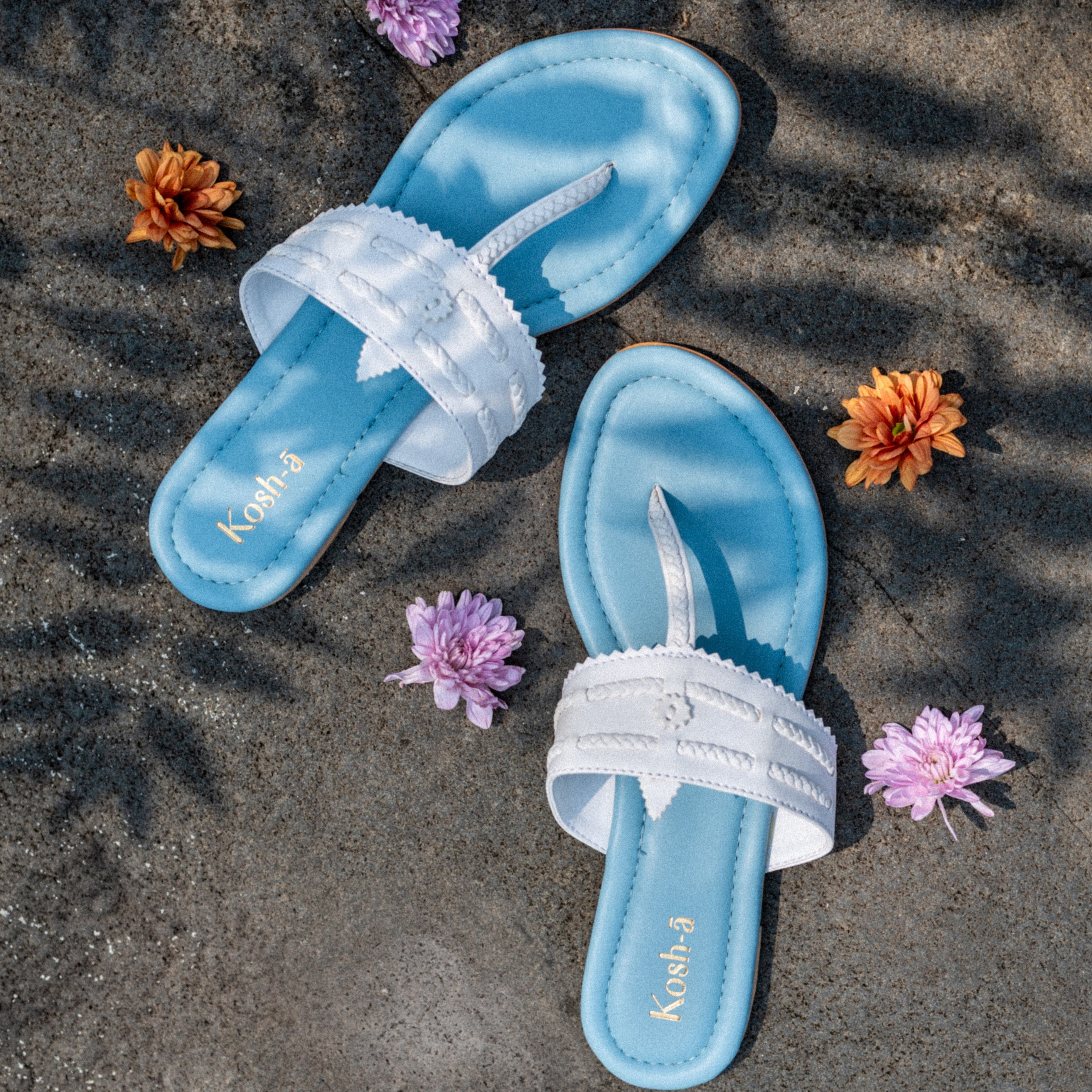 Kaveri Light Blue & White Flats
