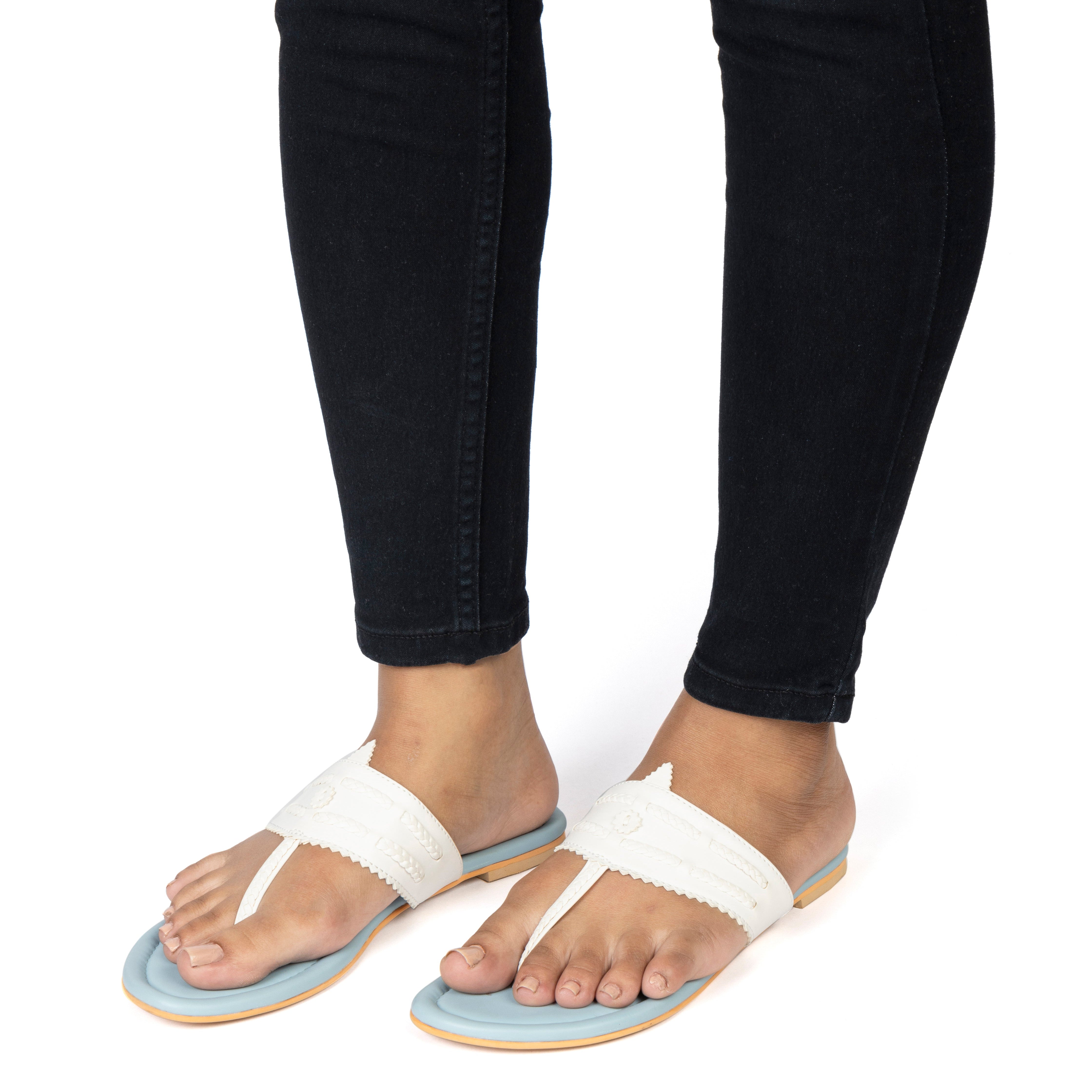 Kaveri Light Blue & White Flats