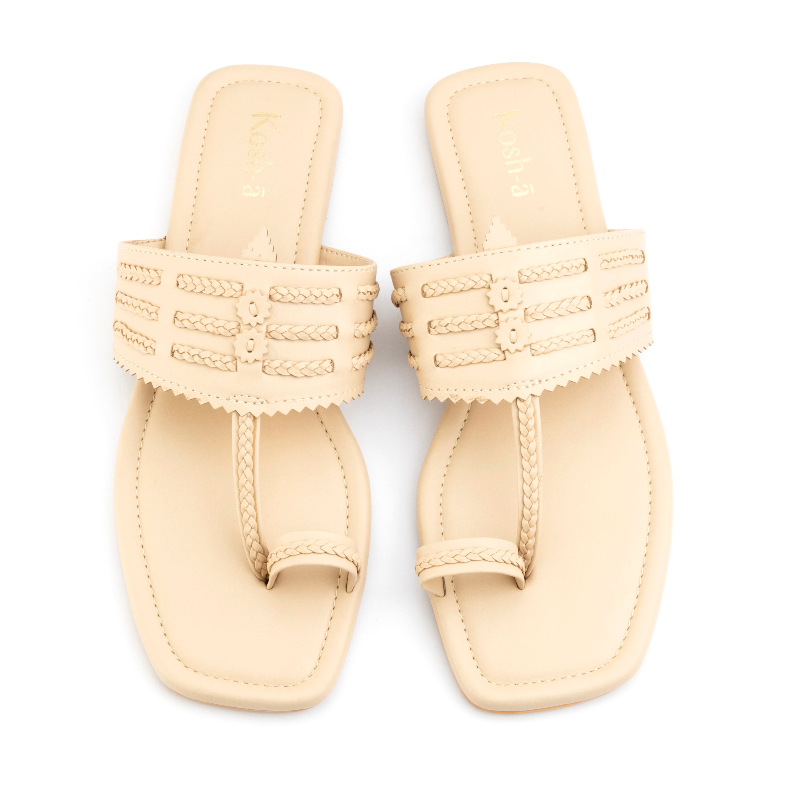 Mitti Cream Square Flats