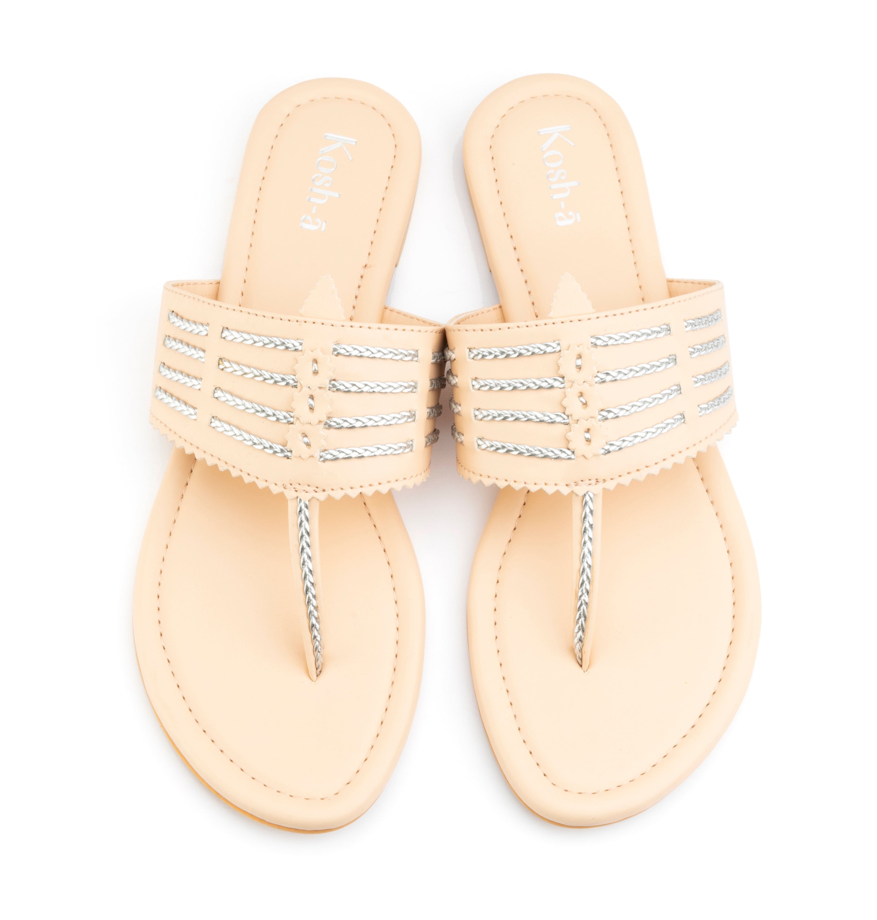 Jaipur Peach And Silver Flats