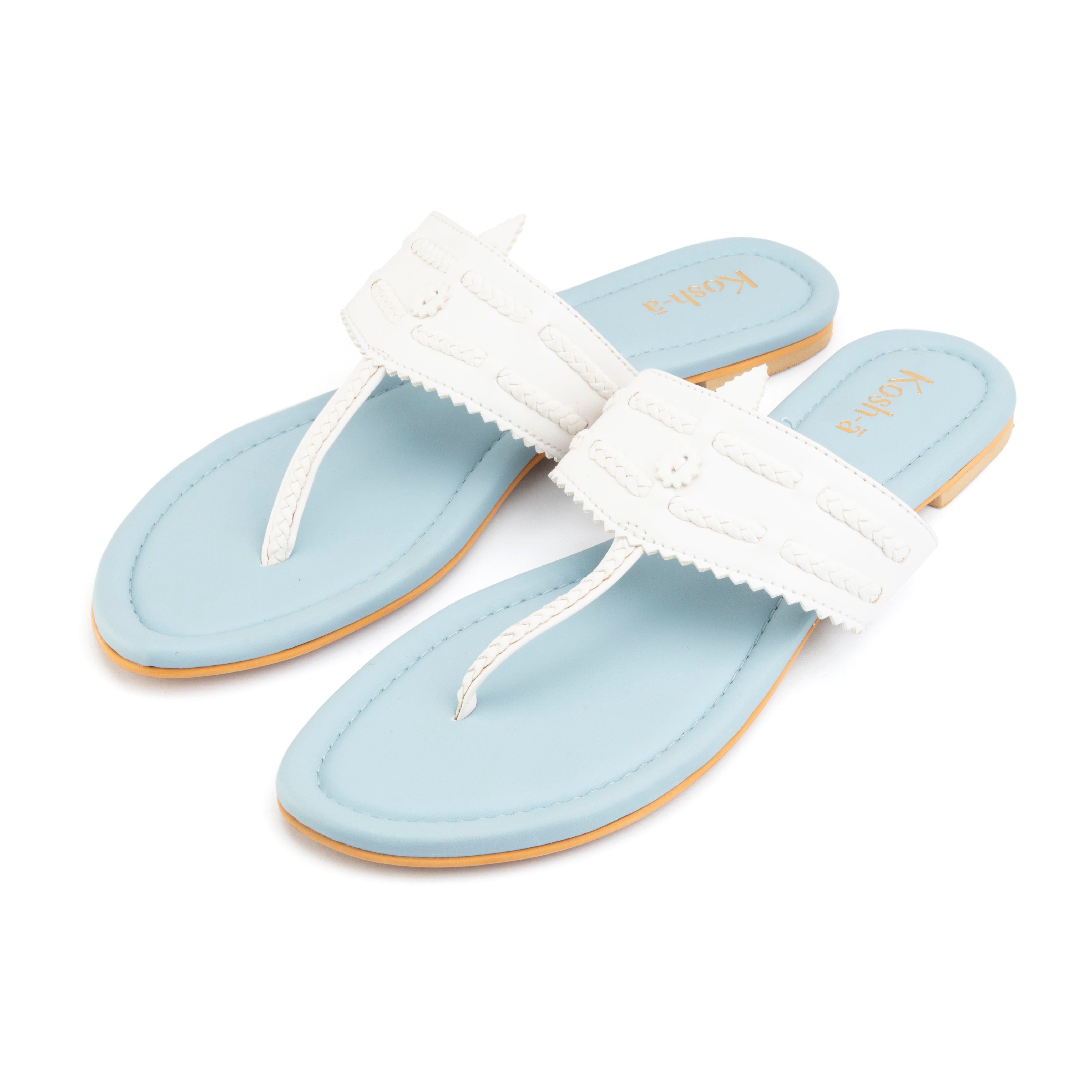 Kaveri Light Blue & White Flats