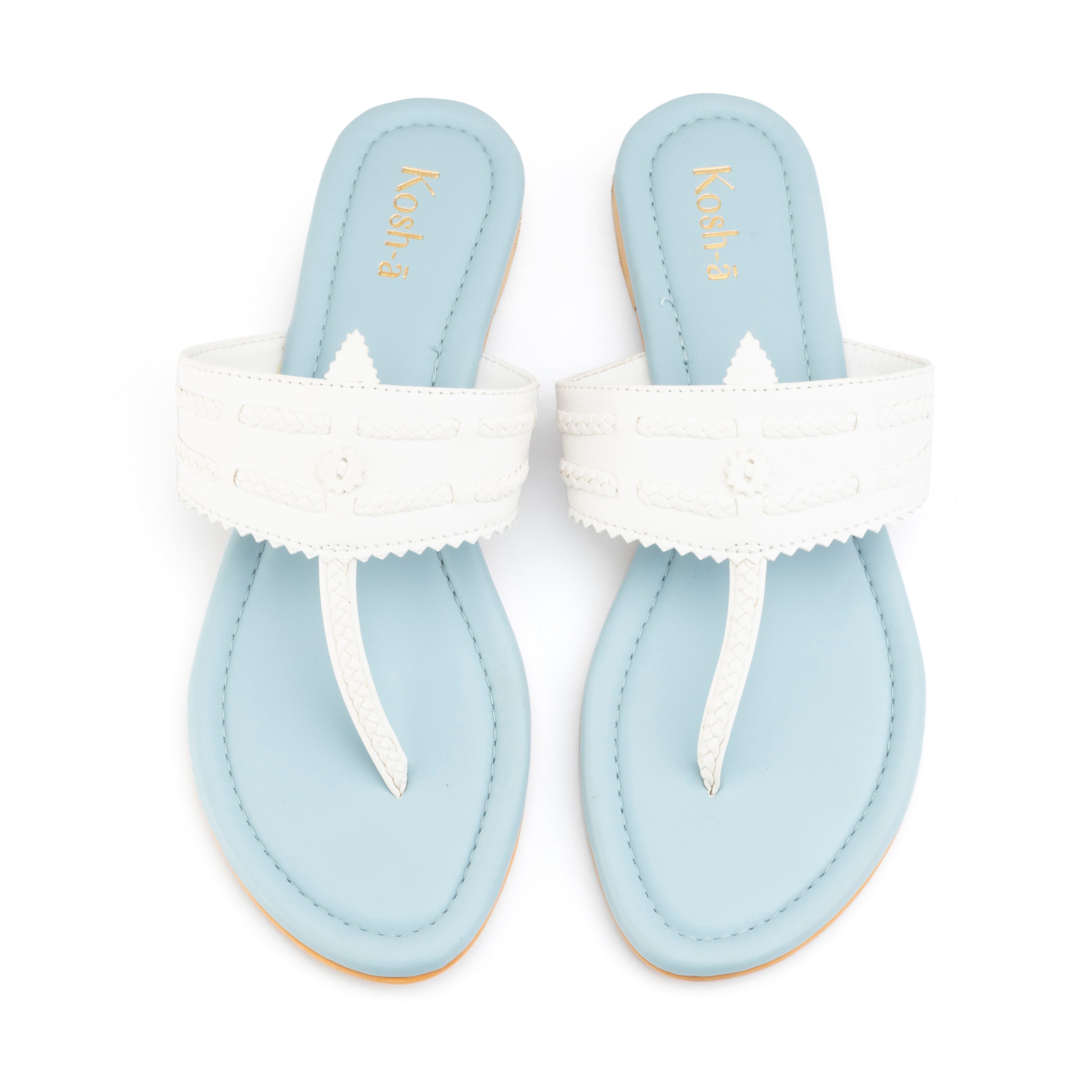 Kaveri Light Blue & White Flats