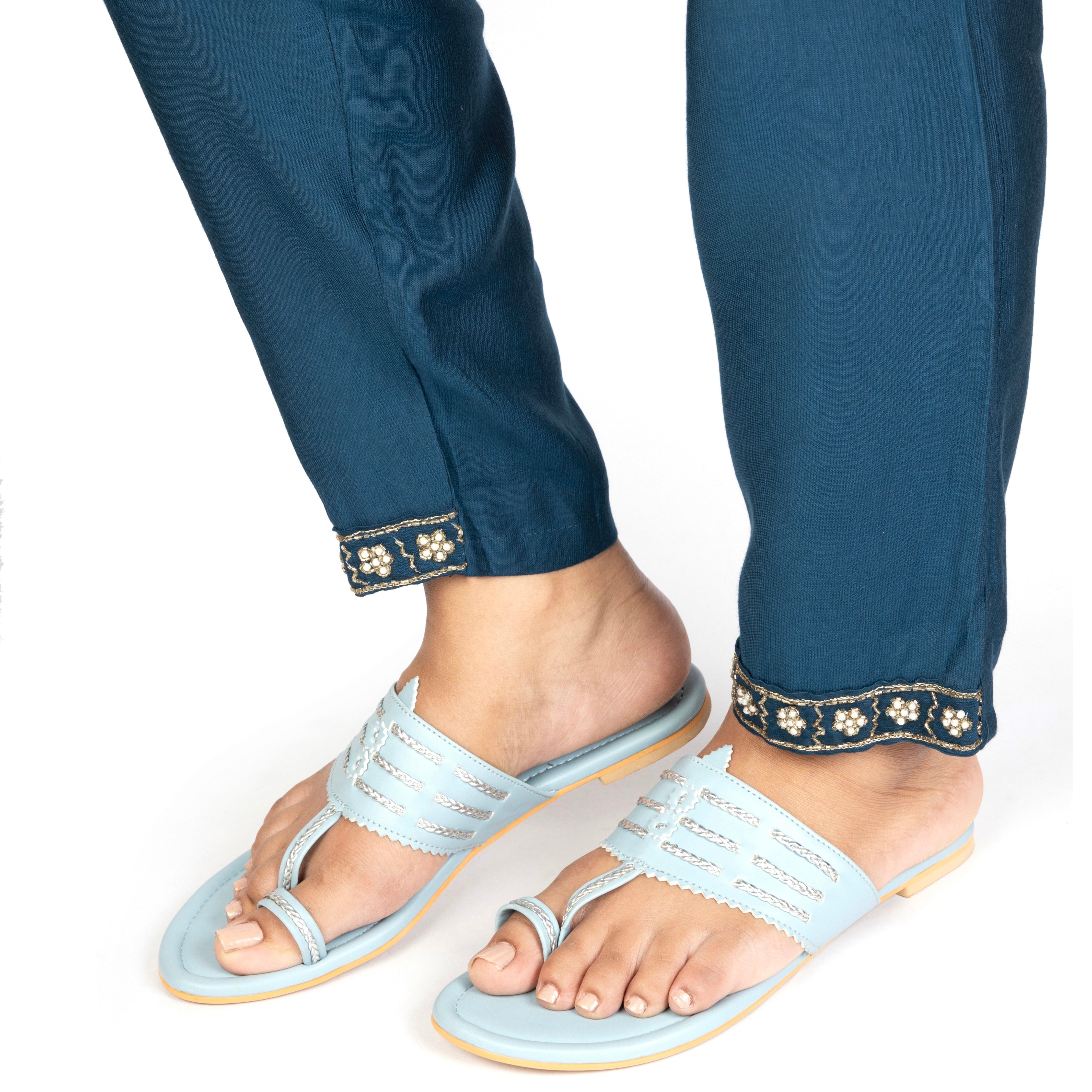 Jodhpur Light Blue Toe Ring Sandals