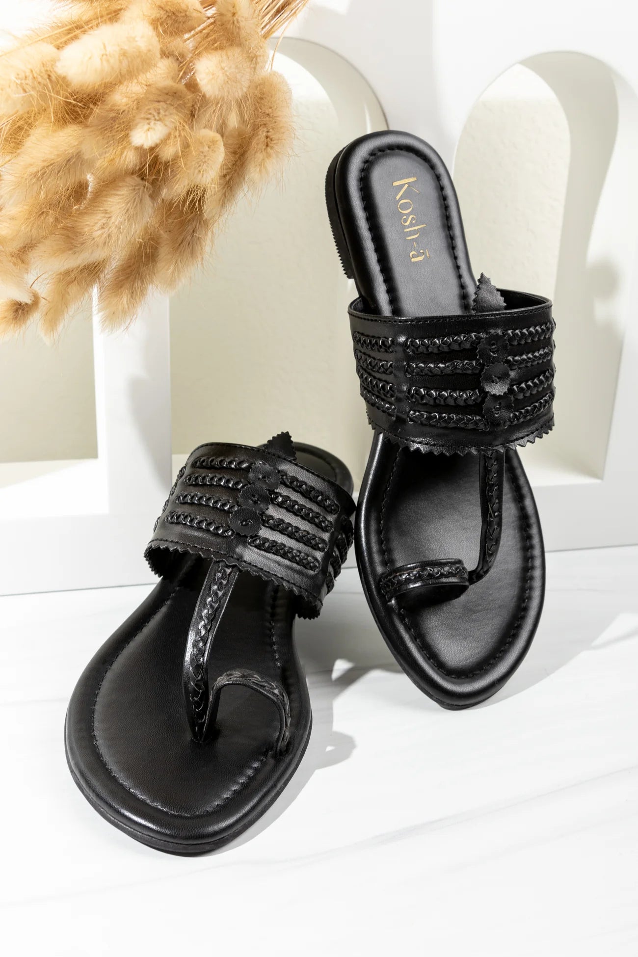 Black Flat Sandals For Women in USA by Kosh-a