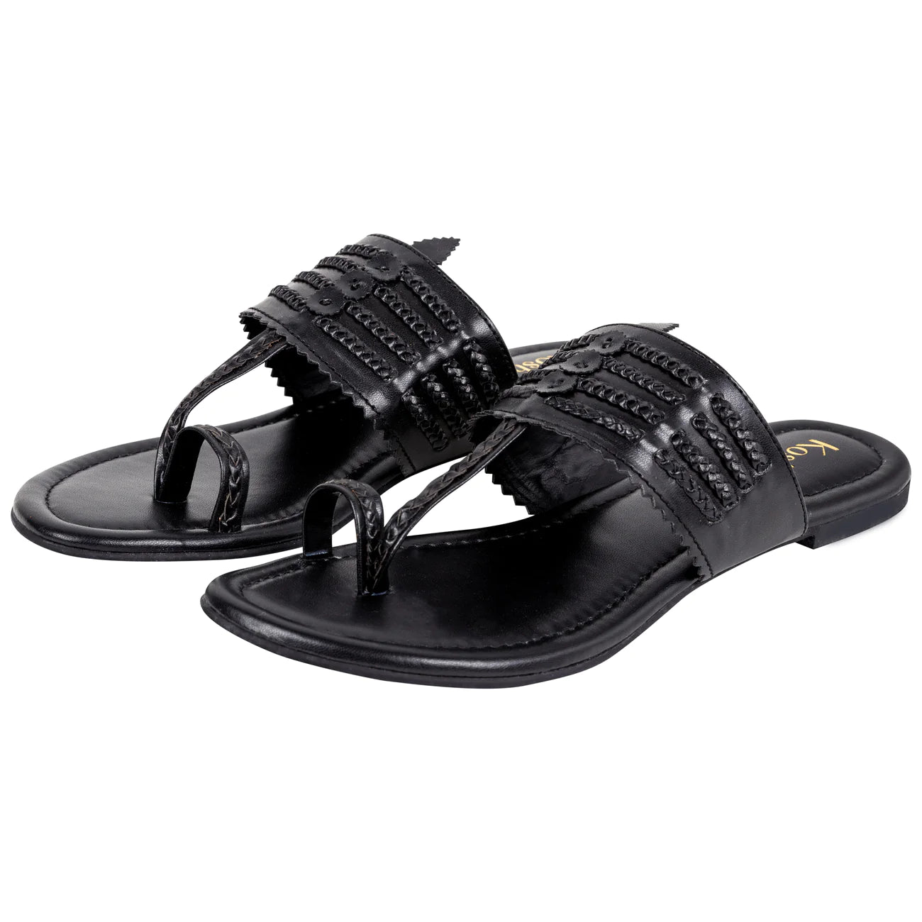 Black Flat Sandals For Women in USA by Kosh-a