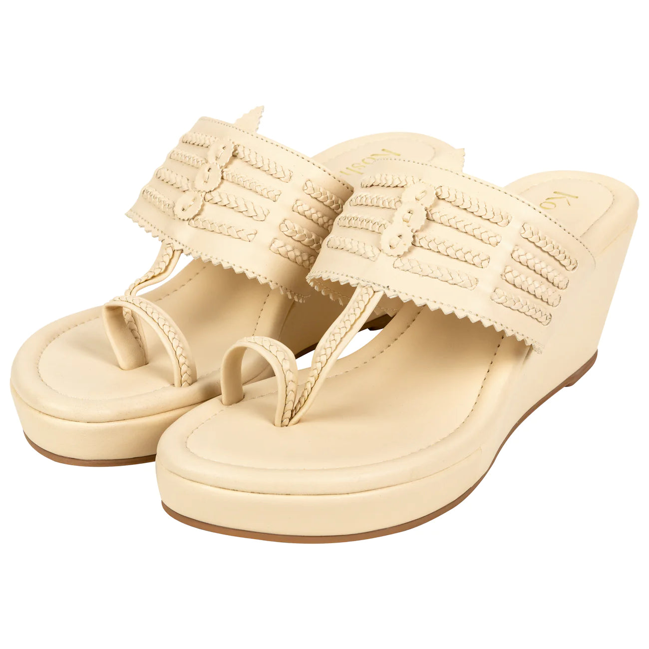 Cream Wedge Sandals For Women