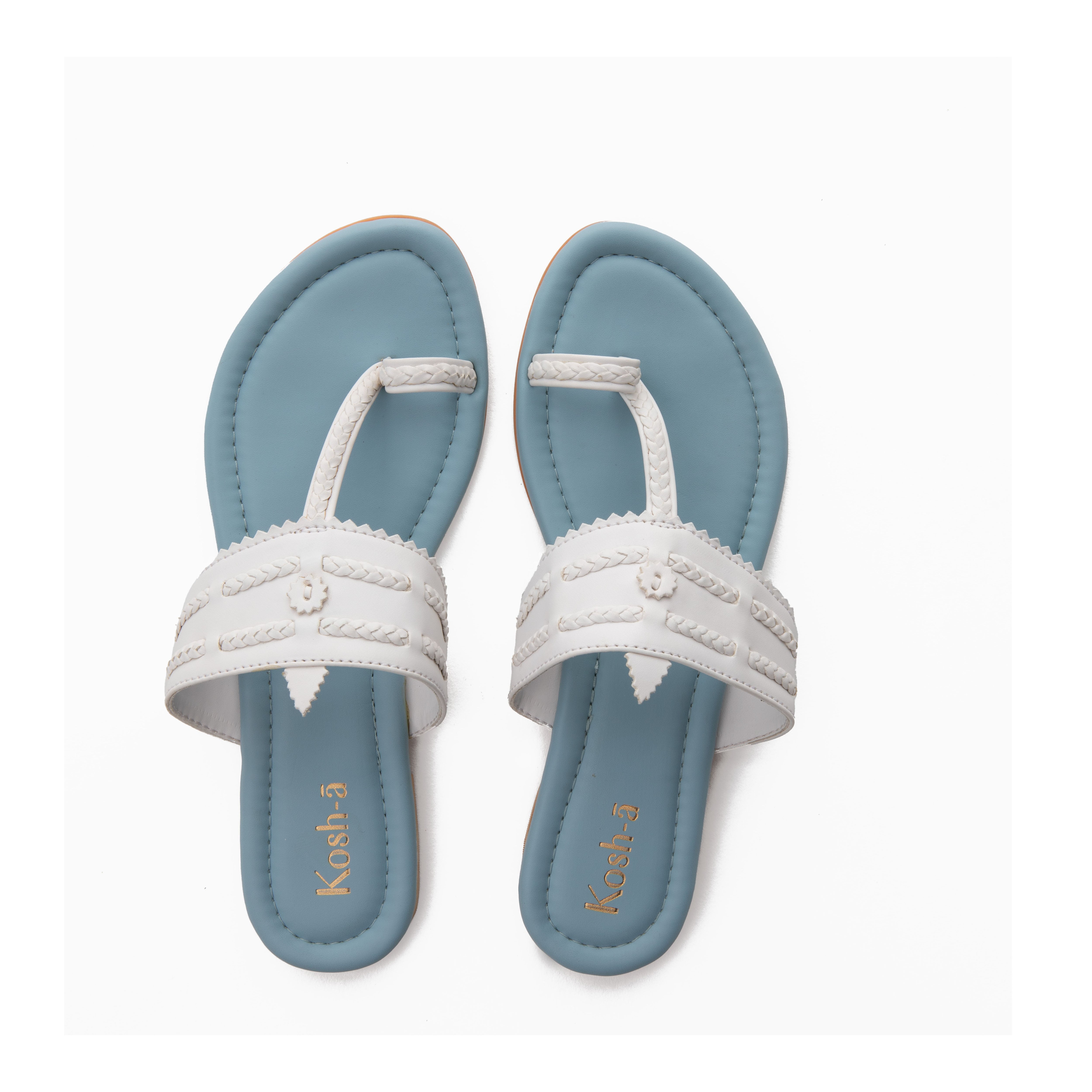 Kaveri Blue Toe Ring Flat Sandals