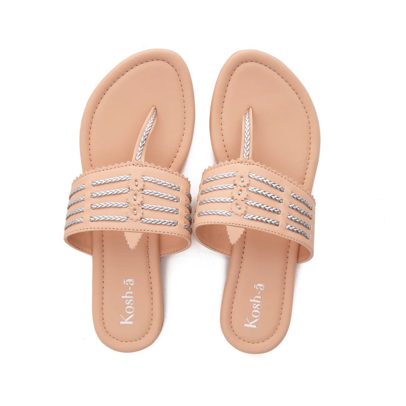 Peach And Silver Flats For Women in USA at Kosh-a