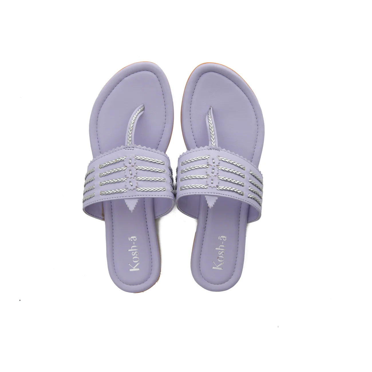 Purple And Silver Flat Sandals  for women in USA