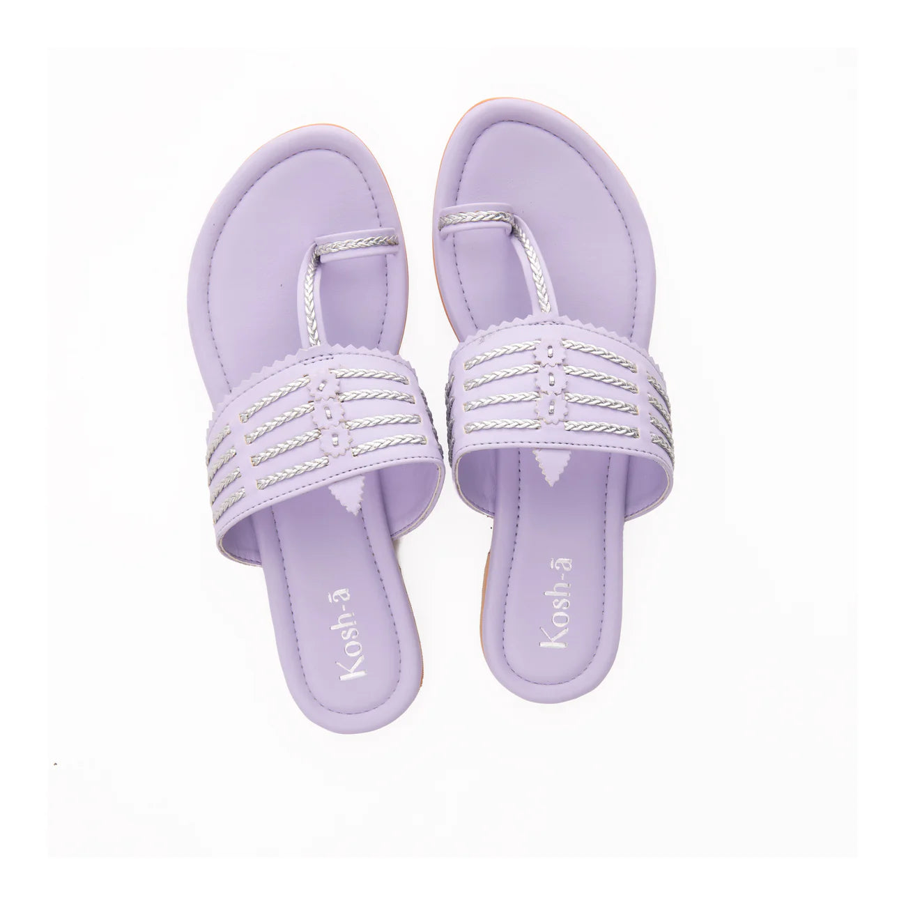 Purple And Silver Flats with Toe Ring for women in usa
