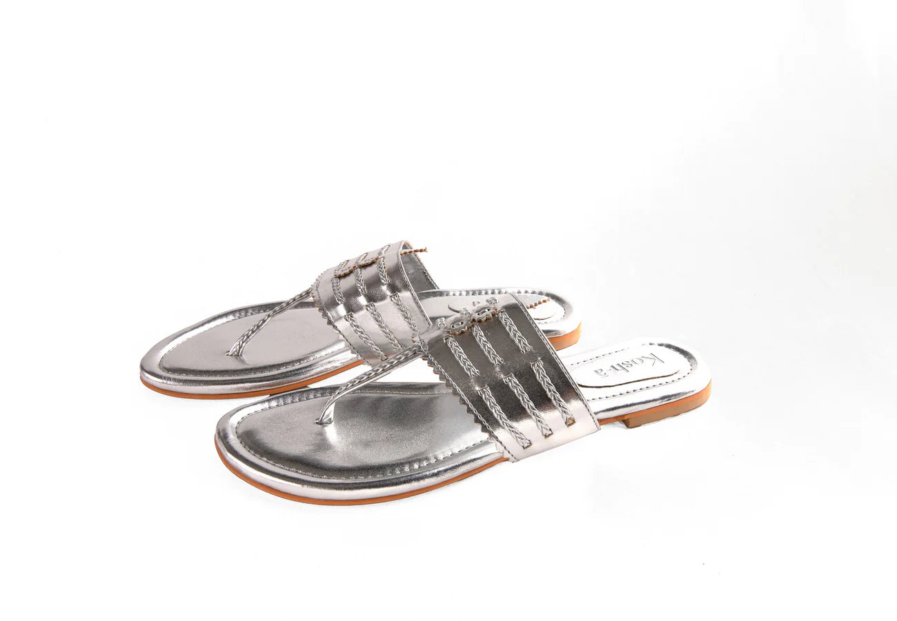 Silver Flats Sandals For Women in USA by kosh-a