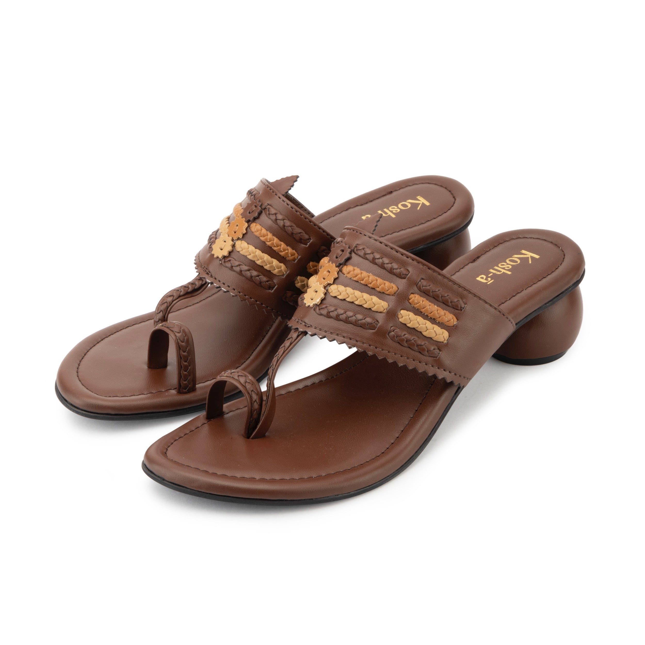 Avani Round Heels Brown Sandals