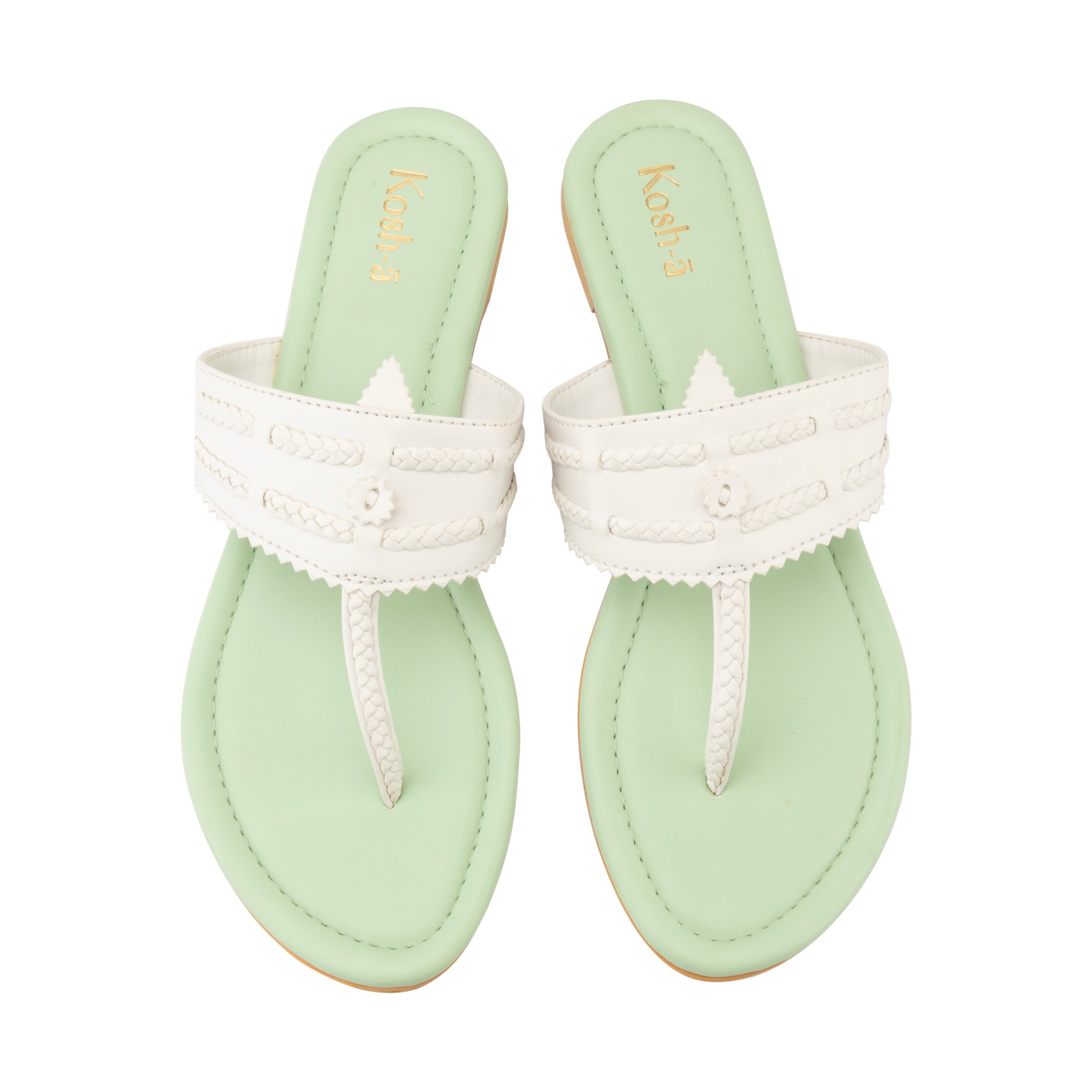 Aanvi Green And White Flats