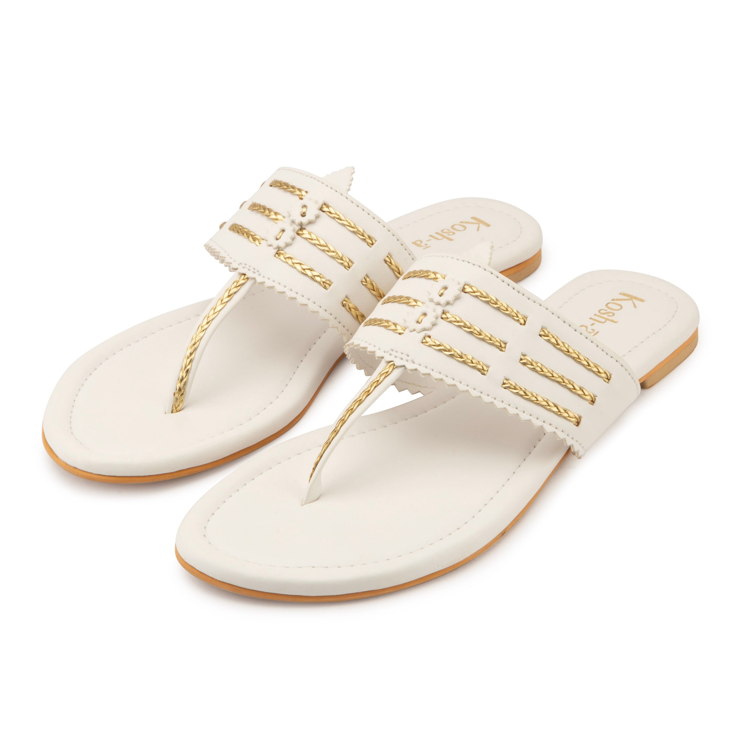 Udaipur White and Gold Flats