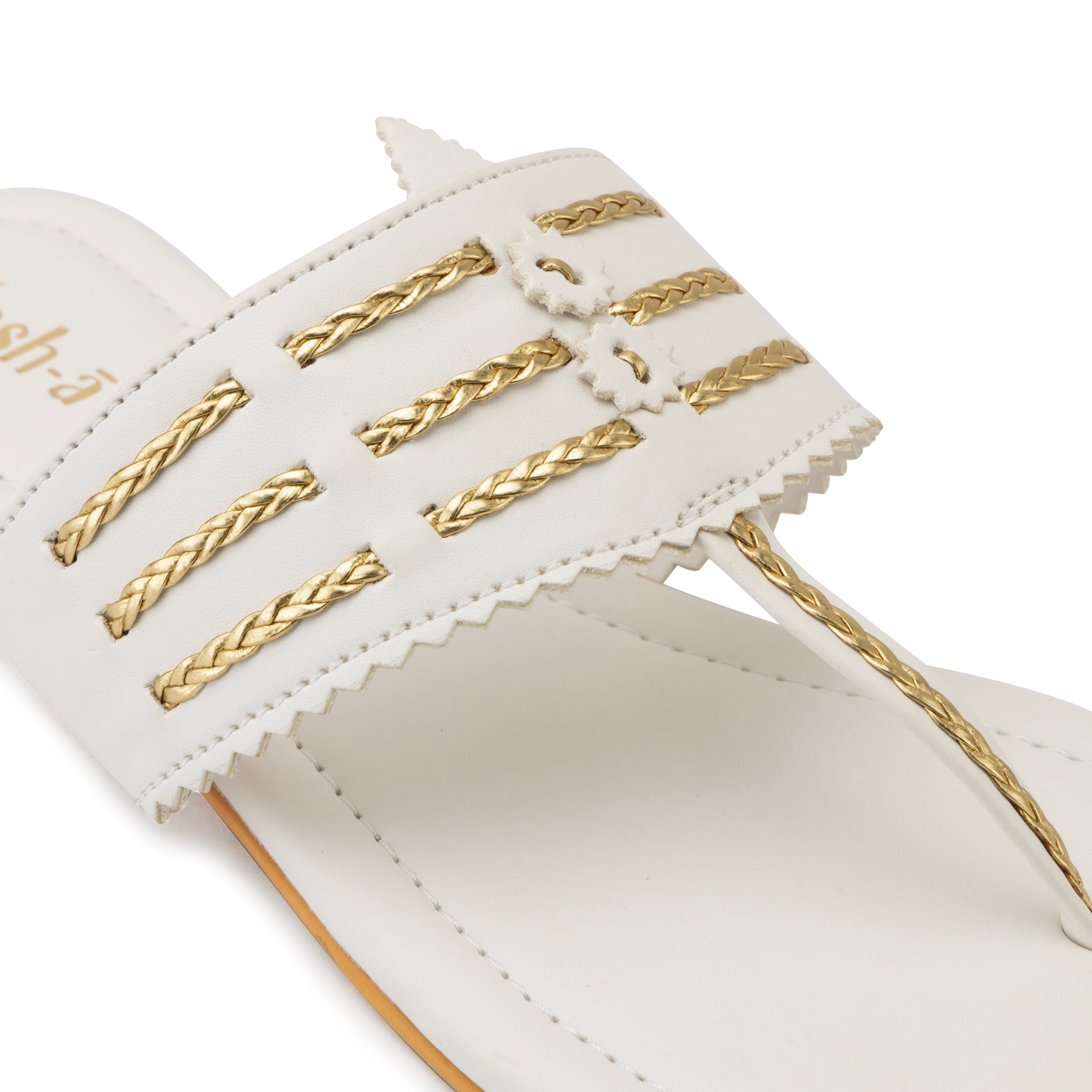 Udaipur White and Gold Flats