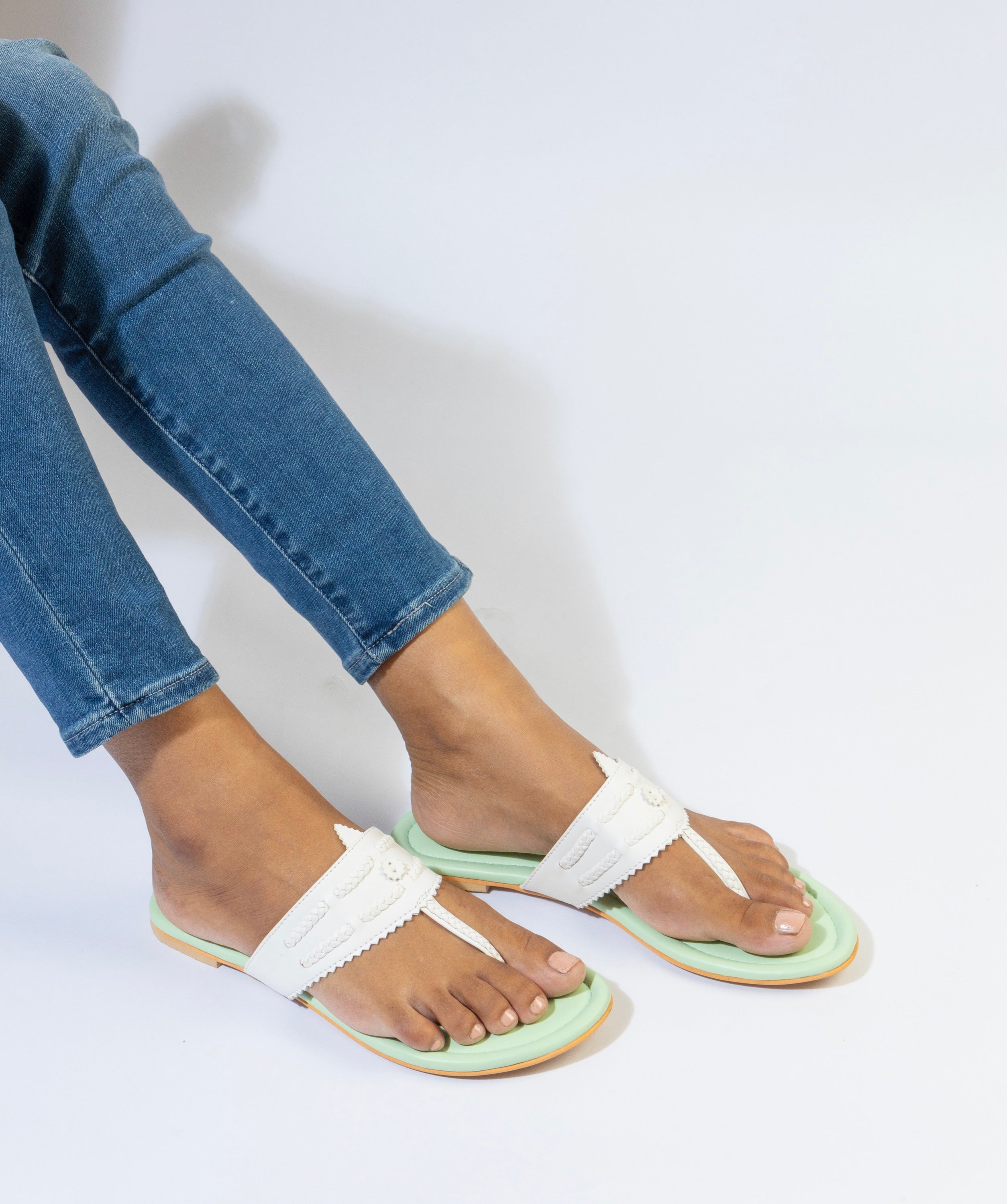 Aanvi Green And White Flats