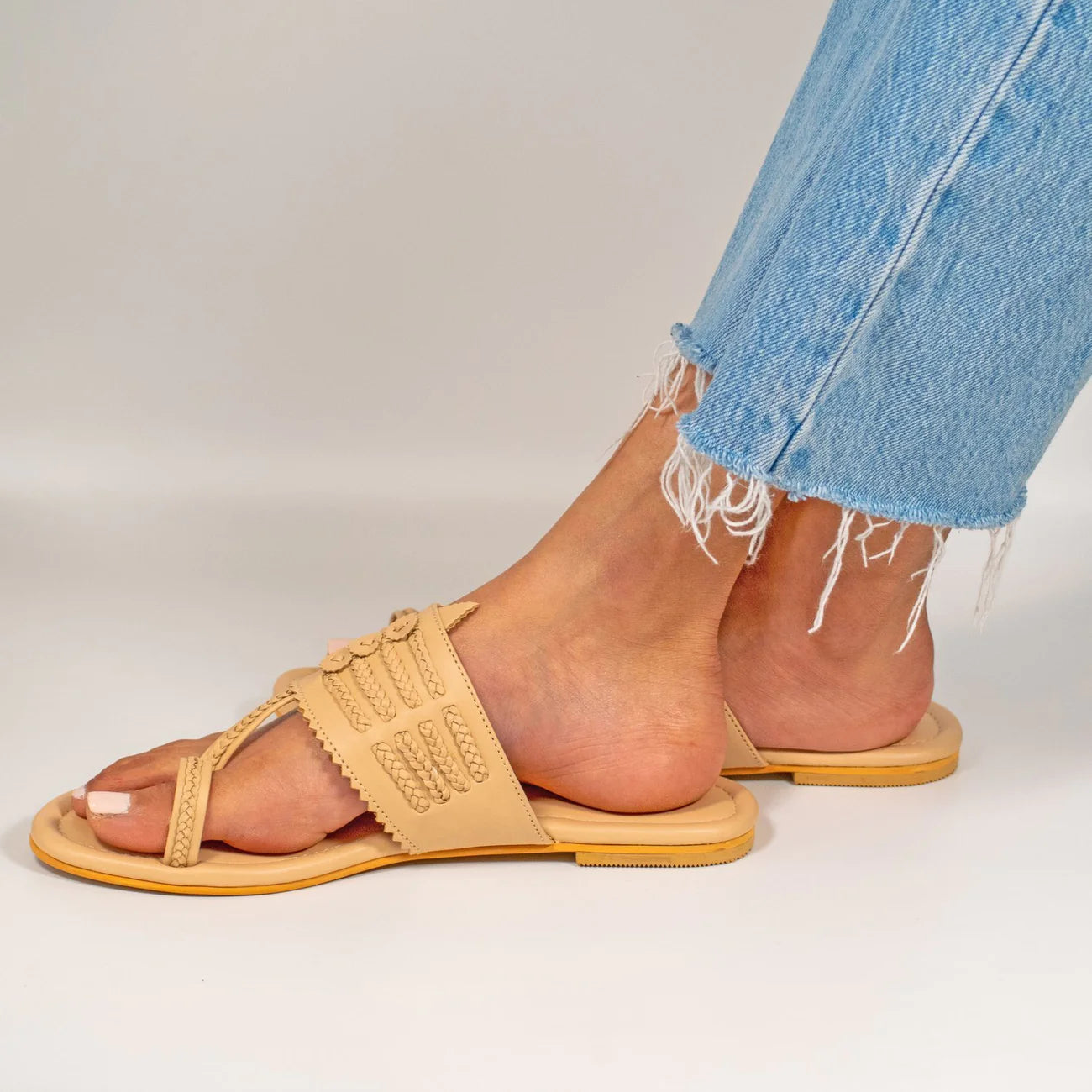 beige flat sandals for women in usa by kosh-a