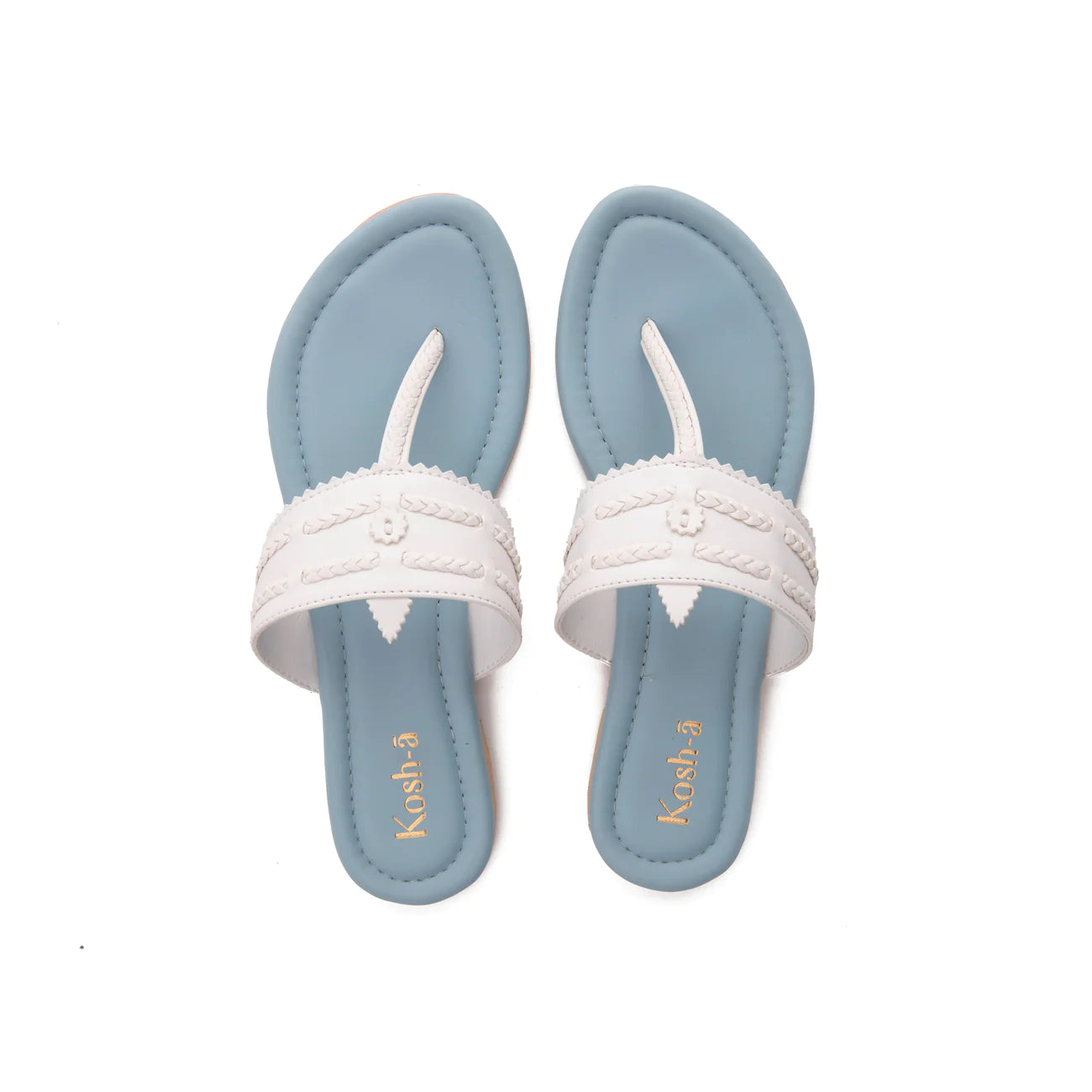 light blue and white flat sandals for women in usaby kosh-a