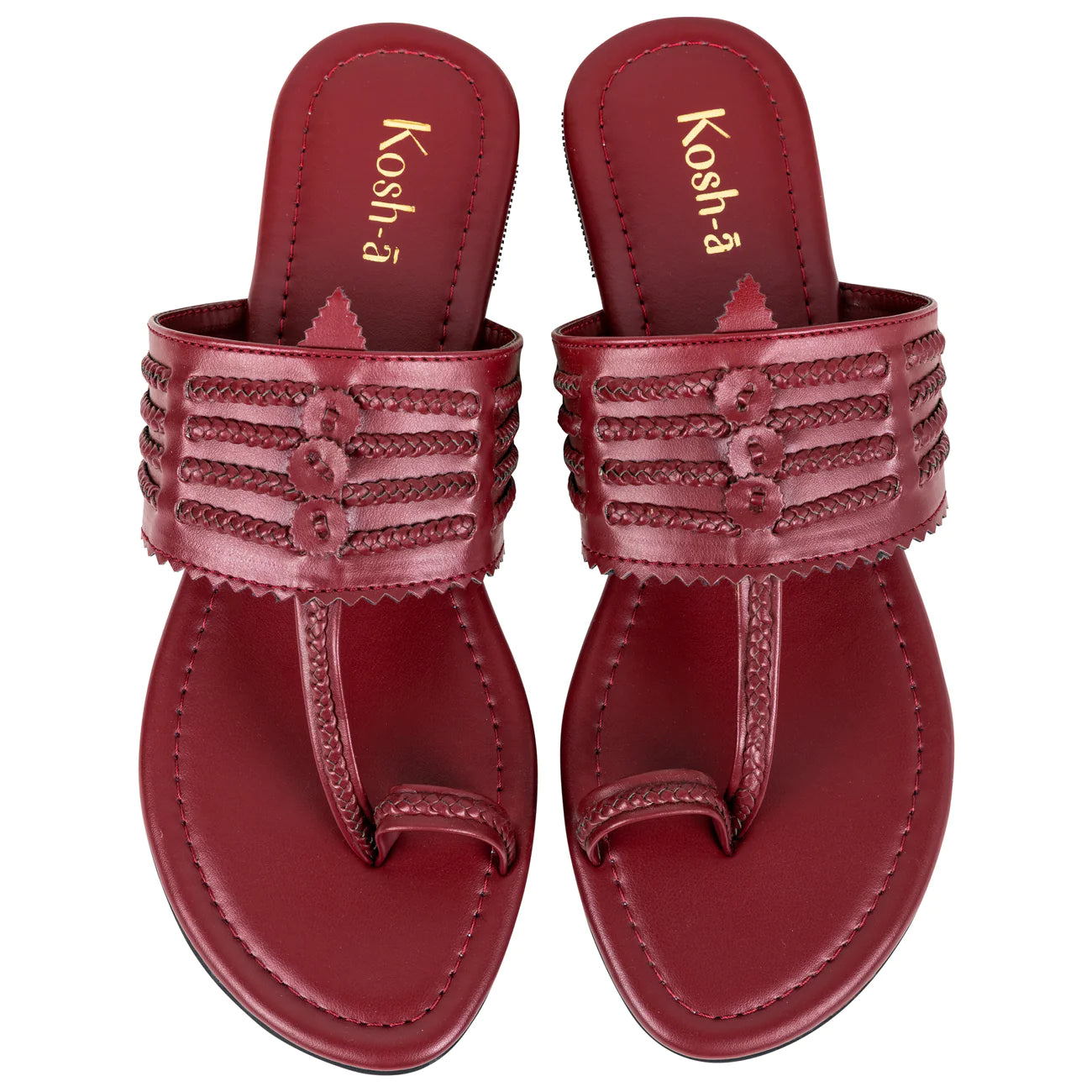 maroon flat sandals for women in USA at Kosh-a