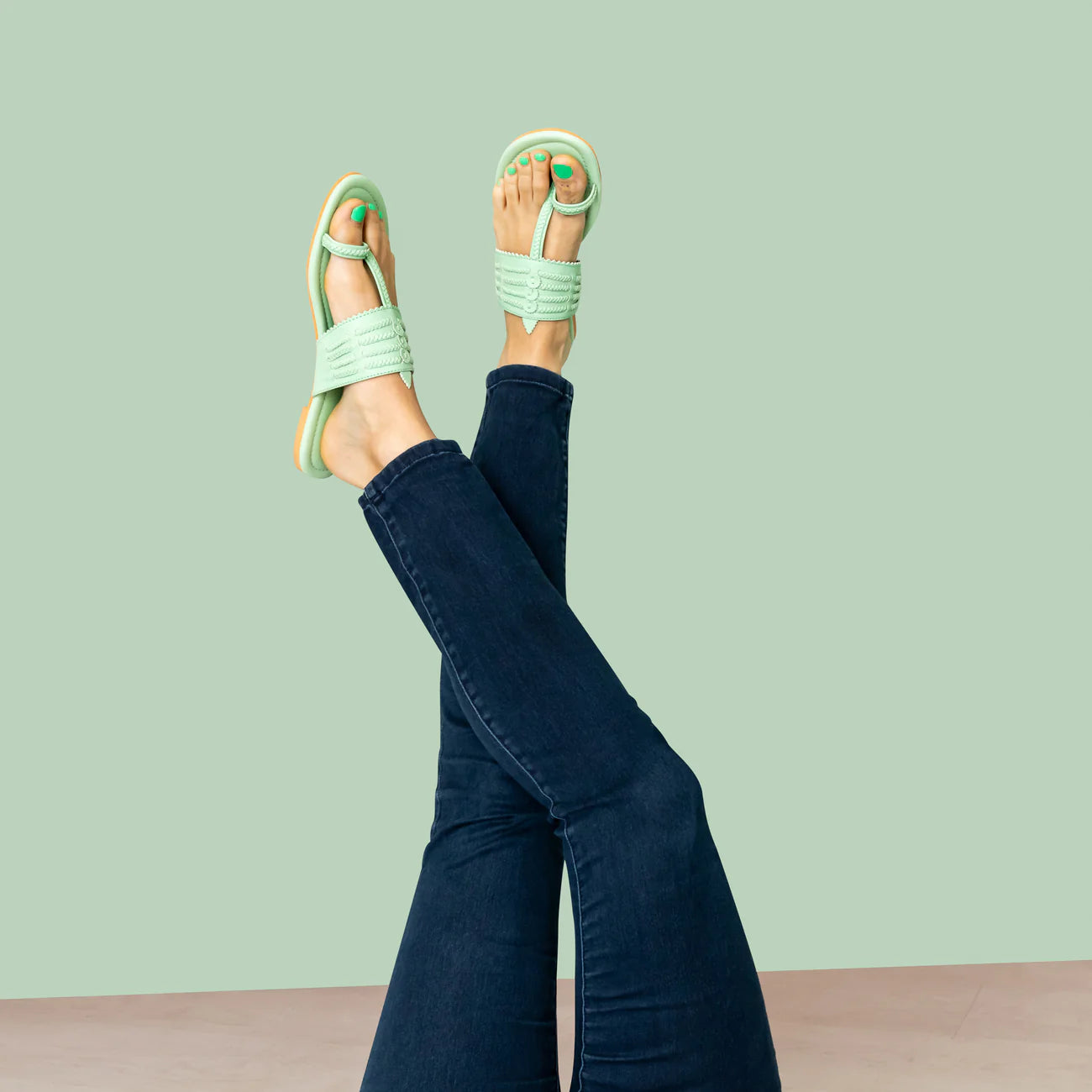 mint green flat sandals for women by kosh-a