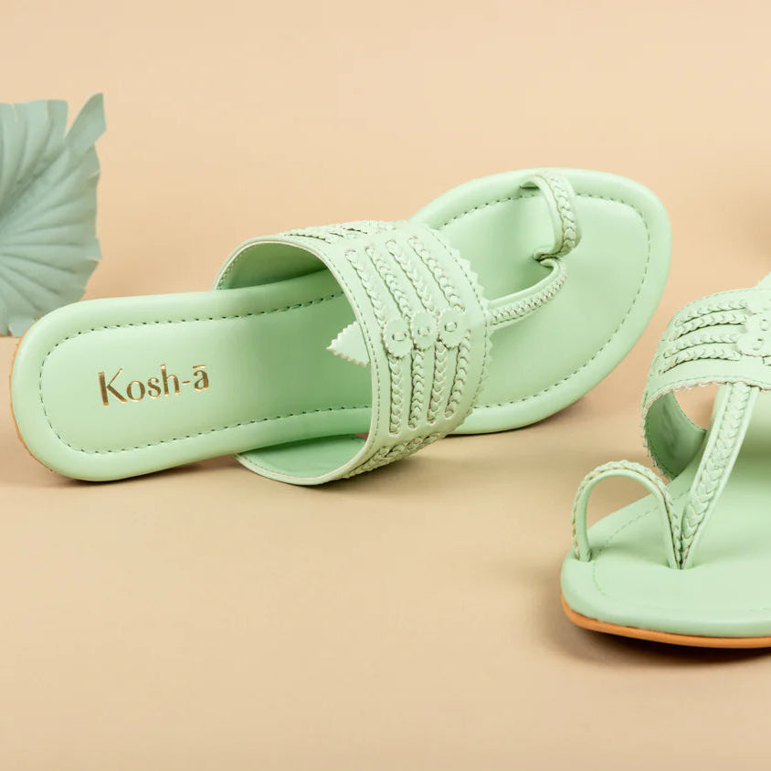 mint green flat sandals for women by kosh-a