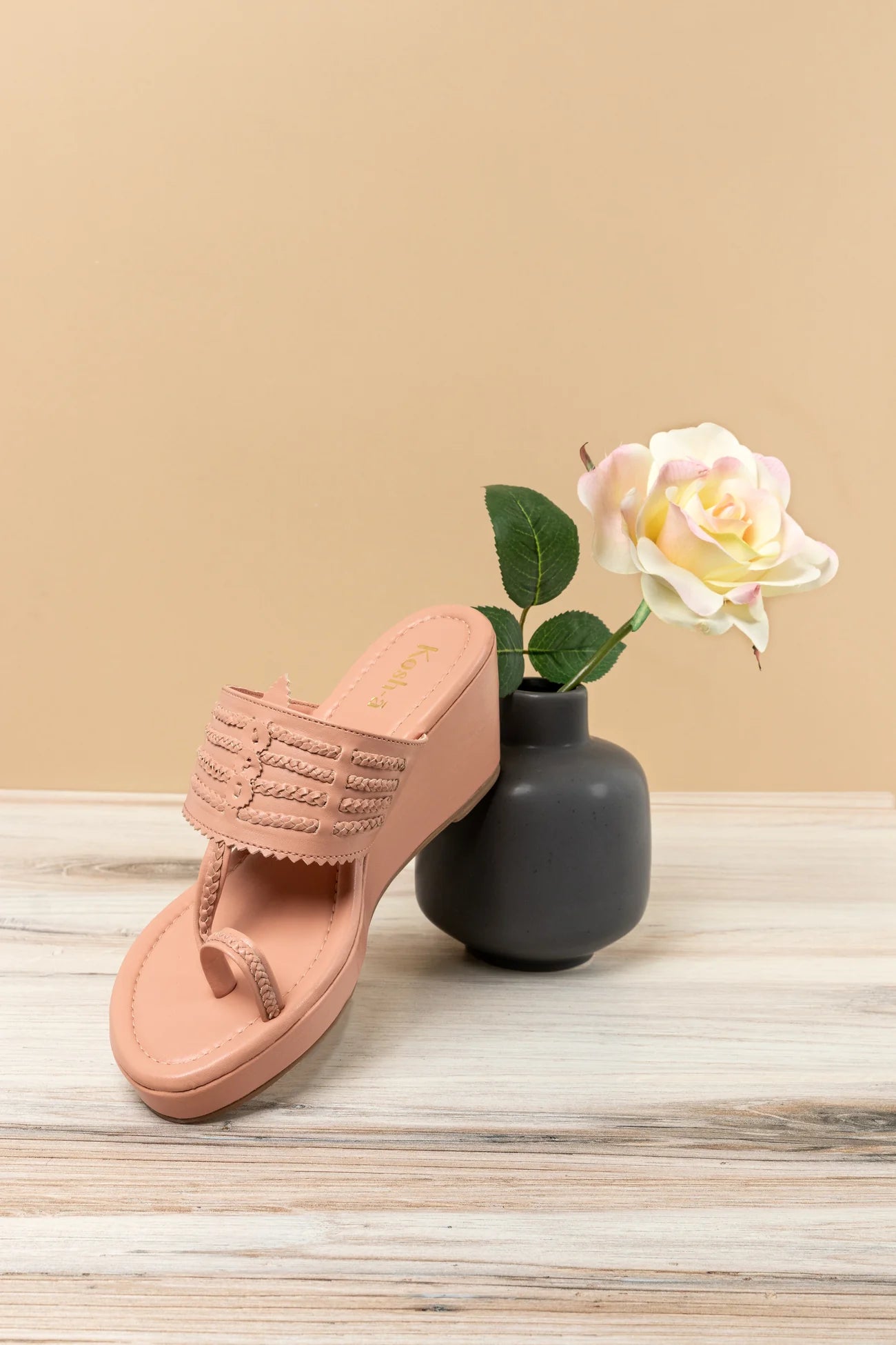 peach wedge sandals for women